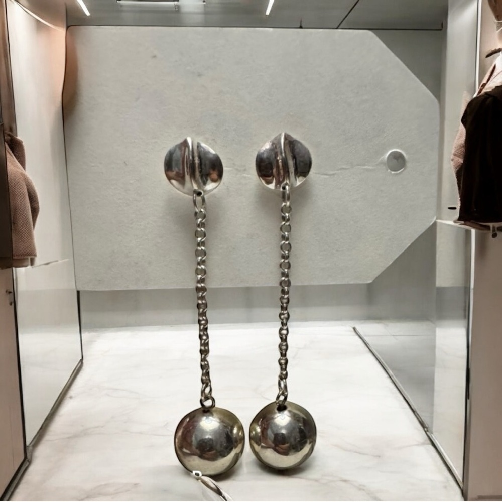 Robert Lee Morris chain drop earrings Silver tone modernist designer
